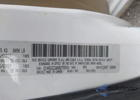 2016 Dodge Grand Caravan Sxt из США, поврежденный, VIN 2C4RDGCG0GR275543